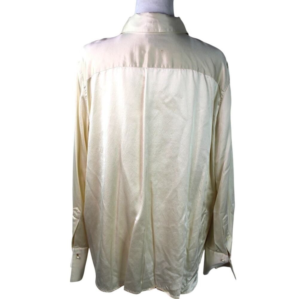VTG 90s Lauren Ralph Lauren 100% Silk Blouse Button Up Shirt With Sash Scarf 16W - Picture 3 of 16